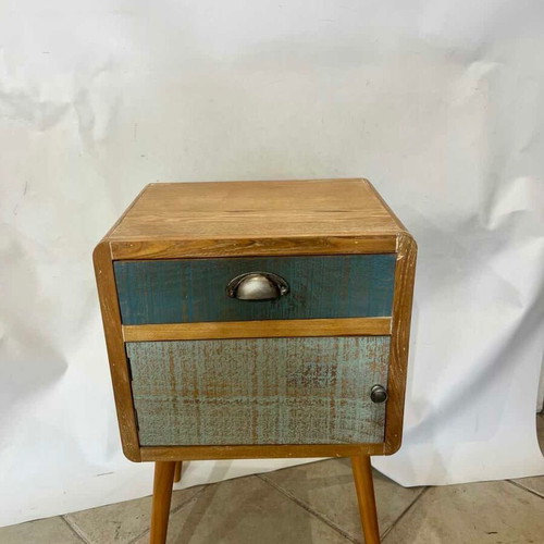 Wooden nightstand with drawer and cabinet used, 64x30x40 cm