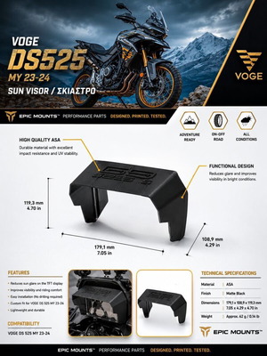 LCD screen shade for Voge DS 525x 3d Print for models up to 2024