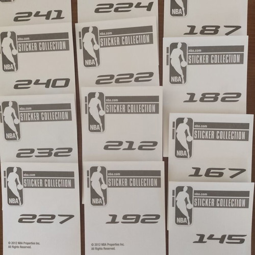 Panini NBA 2012 stickers, set of 12 singles
