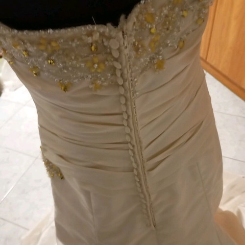 Wedding dress beige embroidered with yellow stones, like new, size S