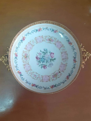 Vintage Heinrich & Co. Selb Bavaria Presentation Plate with Brass Base like new