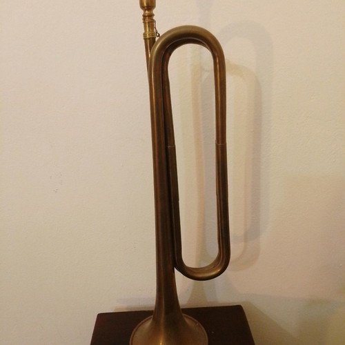 Bronze vintage bugle used, length 47cm