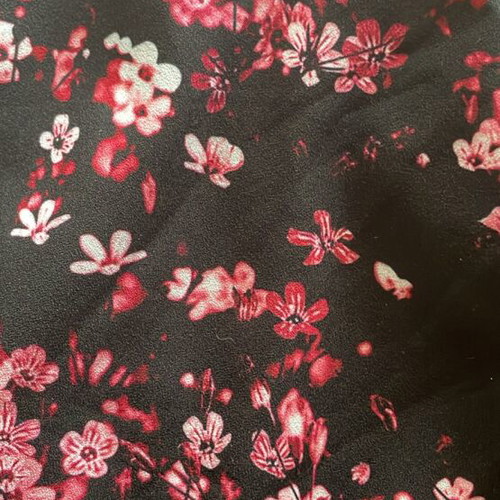 Fabric black with pink and white flowers new, 3.20x1.50m