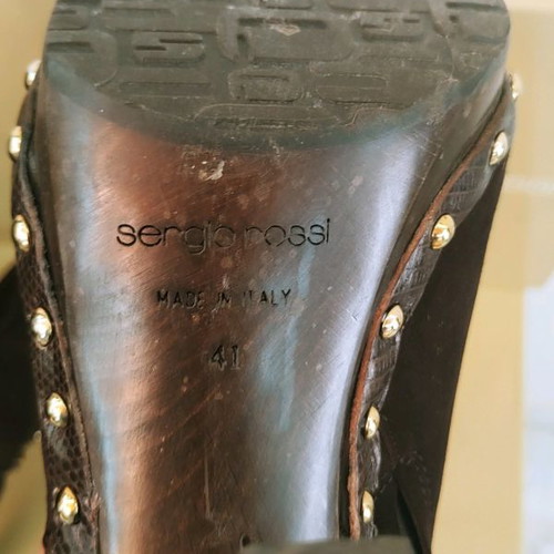 Sergio Rossi boots used brown leather-suede, size 41
