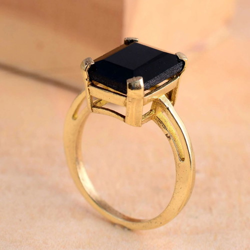 Women's ring with black sapphire gold plated new