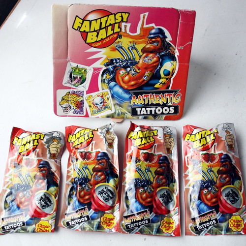 Chupa Chups Fantasy Ball lollipops new, pack of 4 with tattoos