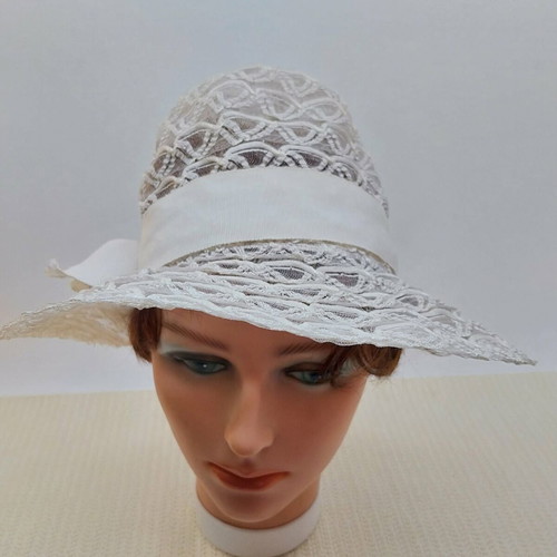 Retro women's summer hat, white, size S