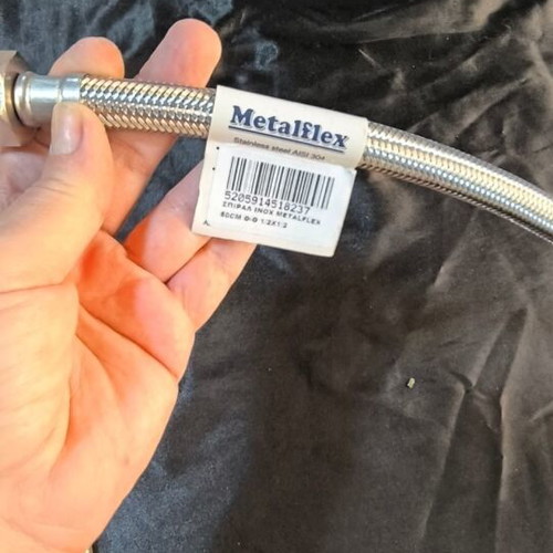 Metalflex Water Spiral Hose 50cm Stainless Steel, New, 2 Pieces