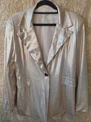 Pretty Wind Metallic Blazer Jacket New, Champagne Gold