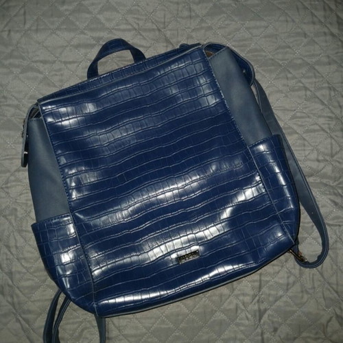 Doca backpack used, blue with crocodile texture