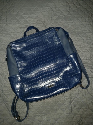 Doca backpack used, blue with crocodile texture