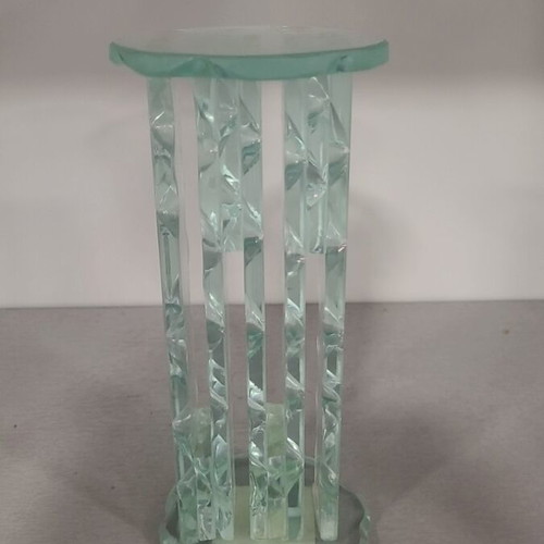 Vintage glass candle holder used