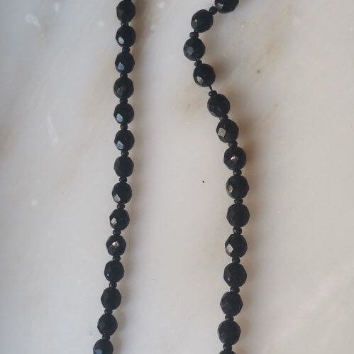 Victorian Art Deco Jewelry set like new with purple crystal brooch and black onyx necklace
