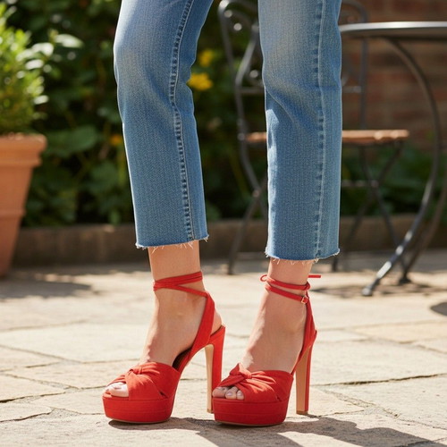 Aquazzura red suede platform sandals EU 37.5