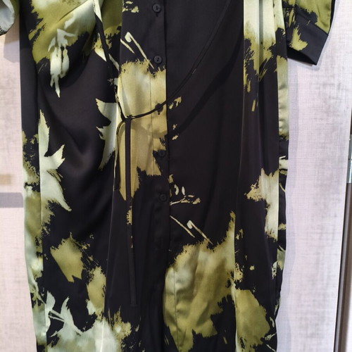 Satin Wrap Maxi Dress Medium with Abstract Print like new