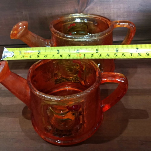 Vintage acrylic watering can set with chicken figure new