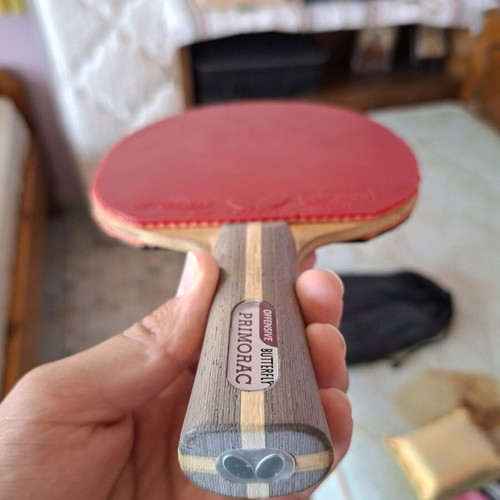 Ping Pong Racket with Butterfly Primorac Wood and Tenergy 80 Rubbers Like New