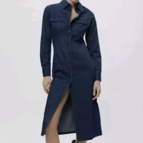 Zara denim dress like new, long-sleeve, blue