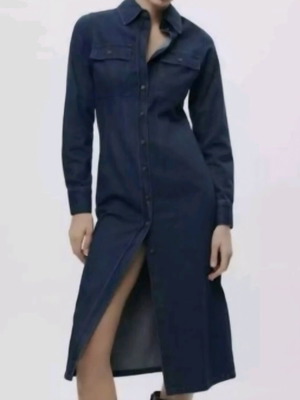 Zara denim dress like new, long-sleeve, blue
