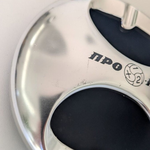 Vintage metal ashtray PRO-PO 1X2 used, silver finish