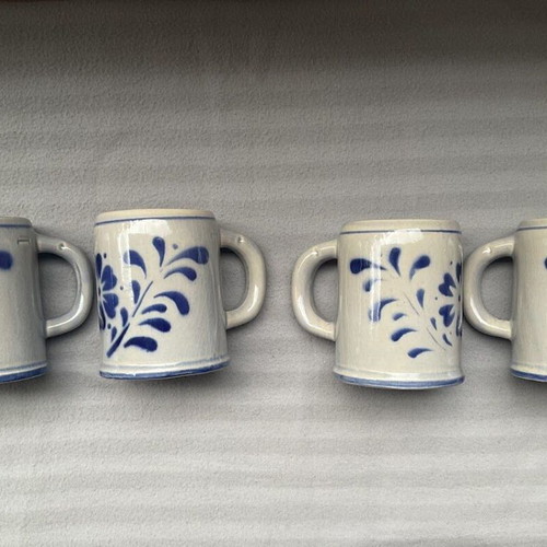German ceramic mugs used, set of 4 from 1960-1970