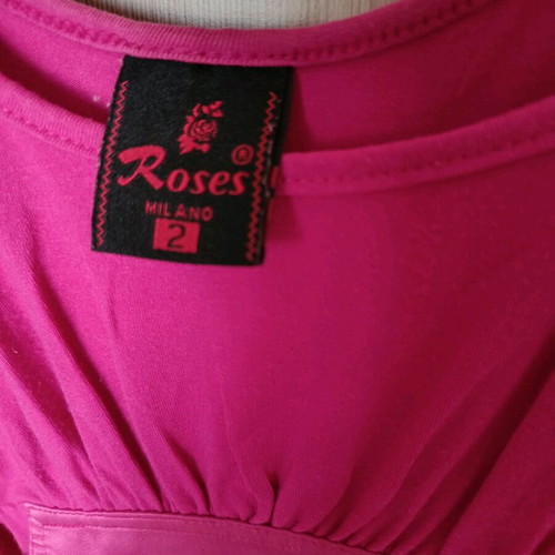 Roses Milano blouse M used, fuchsia with back tie