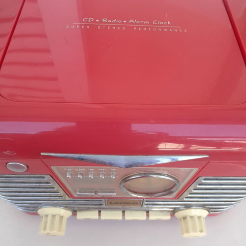 Lenco vintage radio cassette player used, portable with CD