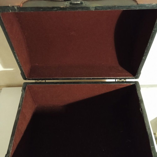 Wooden painted decorative box used, 32 x 22 x 16 cm