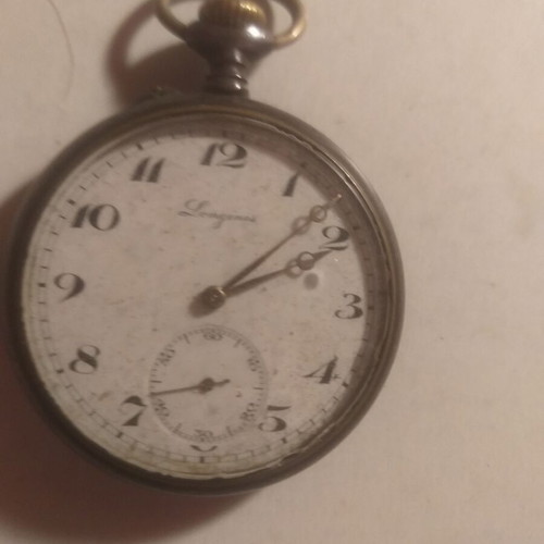 Longines pocket watch collectible used, 100 years old, silver with gold