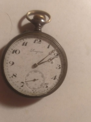 Longines pocket watch collectible used, 100 years old, silver with gold