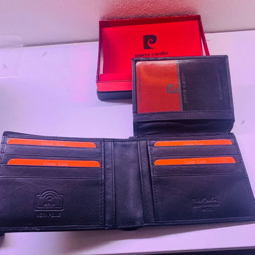 Pierre Cardin men's wallet new, black with embossed texture
