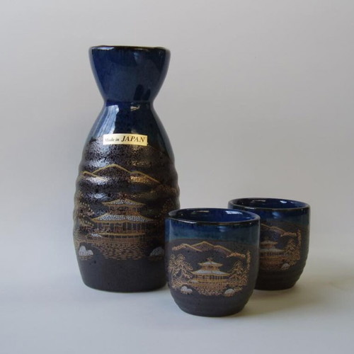 Sake & Tea Set authentic Japanese ceramic, unused