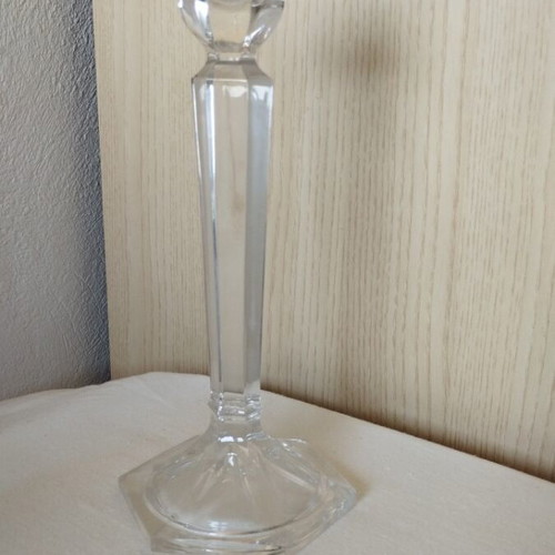 Glass candlestick like new, height 21cm