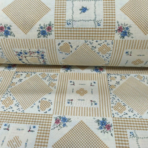 Canvas fabric printed with geometric and floral patterns, new