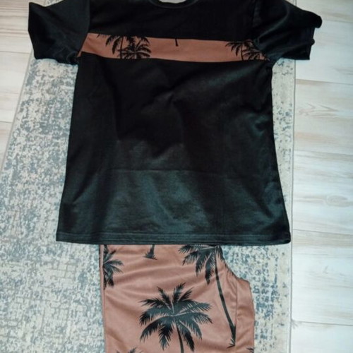 Boys' set 12-14Y with one T-shirt, black and brown