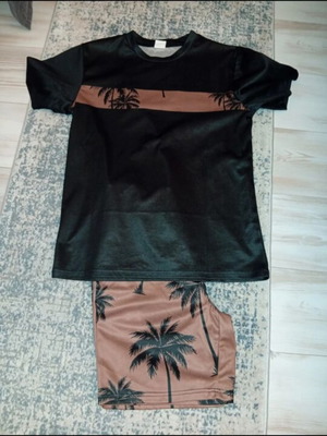 Boys' set 12-14Y with one T-shirt, black and brown