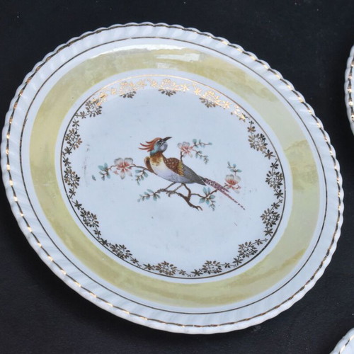 Keramikos porcelain plates set of 5 used with bird and gold details