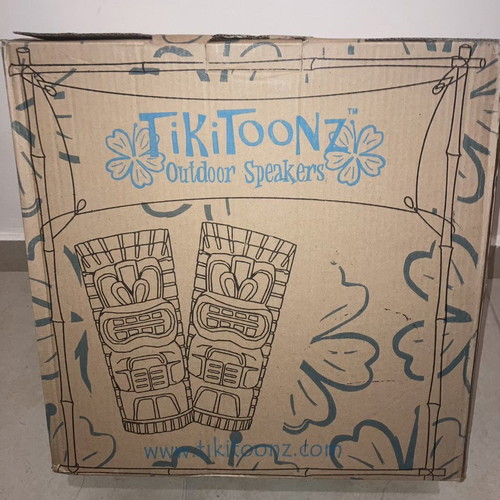 TikiToonz 8Ω 10-80W floor speakers new with carved Tiki designs