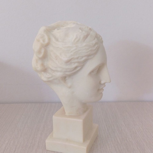 Alabaster bust of Hygeia used, handmade statue 14 cm