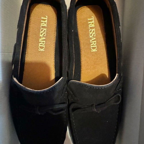 Trussardi leather loafers new, size 42, navy blue suede