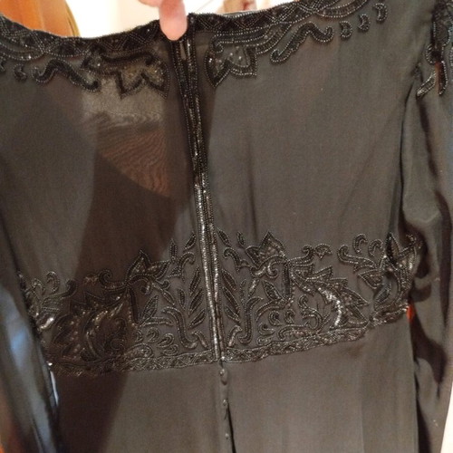 Abir embroidered evening dress with beads chiffon like new, black