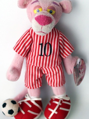 Vintage 2000 Pink Panther плюшена футболна играчка 22см с вендуза нова