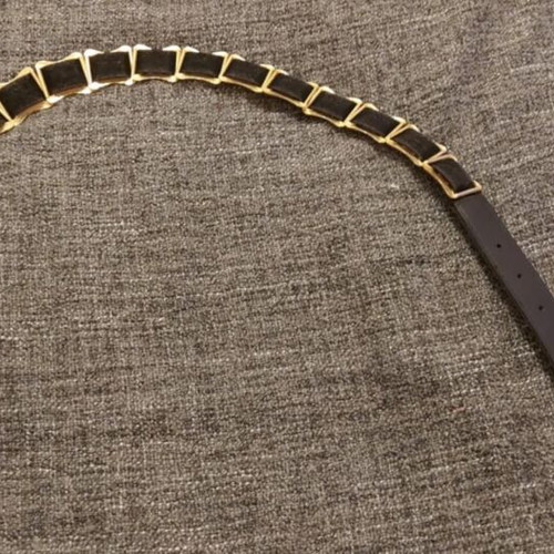 Faux suede women's belt black - gold used, size 75