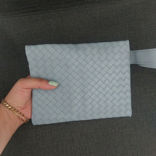 Leather cosmetic toiletry bag like new, turquoise