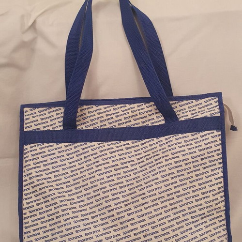 Shoulder bag used, white and blue, 36x44x10 cm
