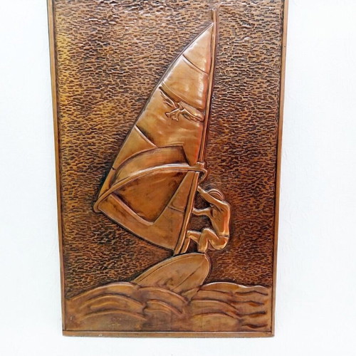 Copper painting Surfer used, 35x19 cm