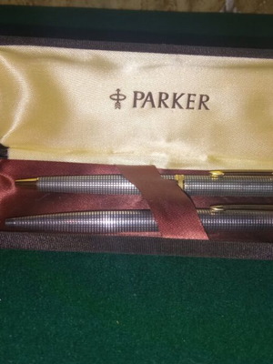 Parker ασημένια στυλό μεταχειρισμένα με καινούργια μελάνια, γαλλικό και αμερικανικό
