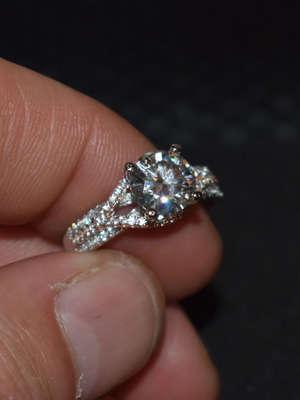 Silver moissanite solitaire ring 2.00 carats lab created new