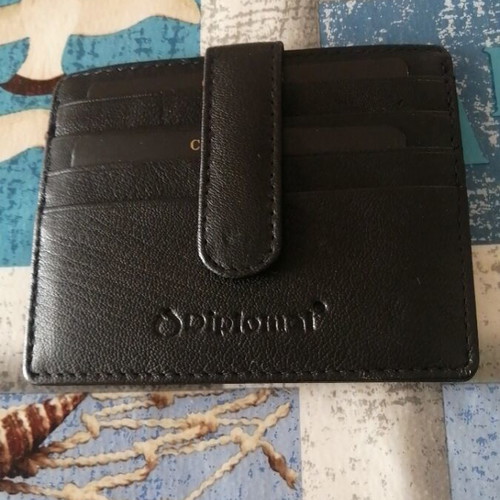Diplomat leather card holder new with RFID and clip closure