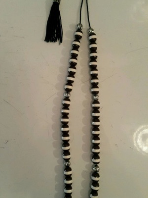 Handmade worry beads used, 38cm, brown color